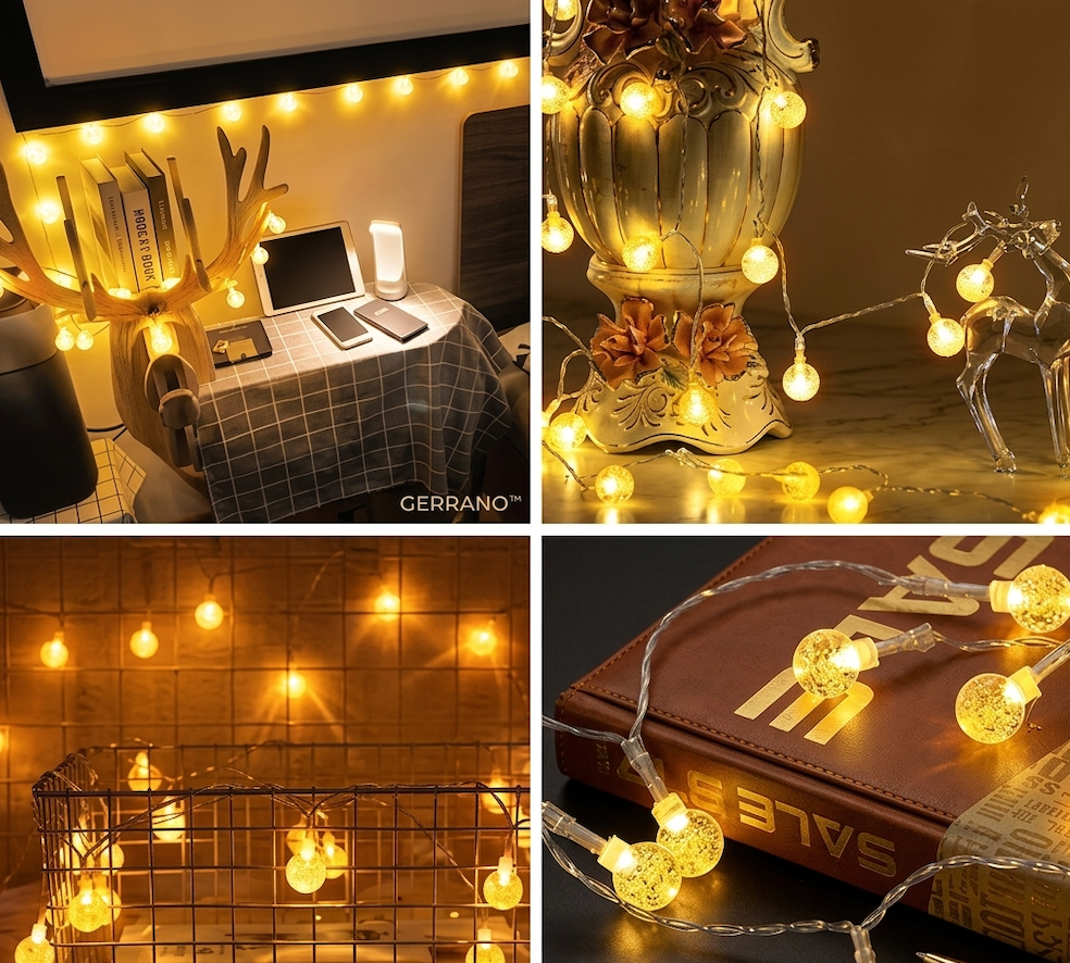 LED Bubble Sphere String Lights | Warm, Blue, or Multi-Color Decorative Indoor Lighting