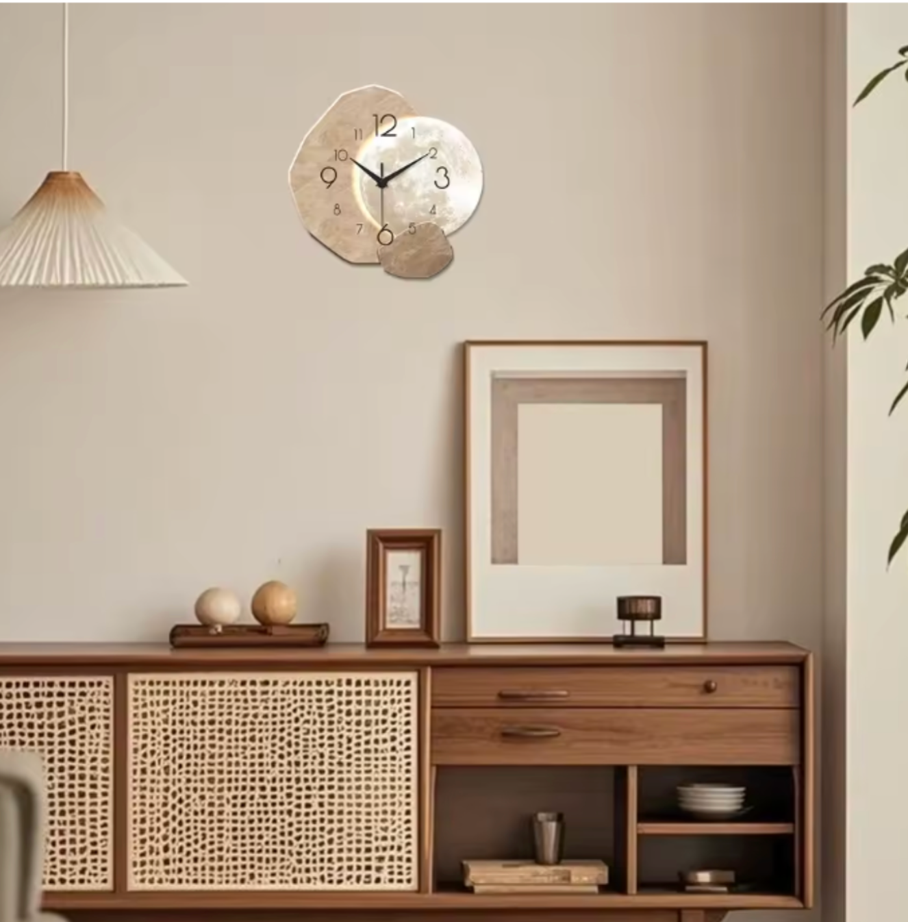 Silent Moon Wood Clock | No-Tick Quartz Movement & Artisan Wooden Frame