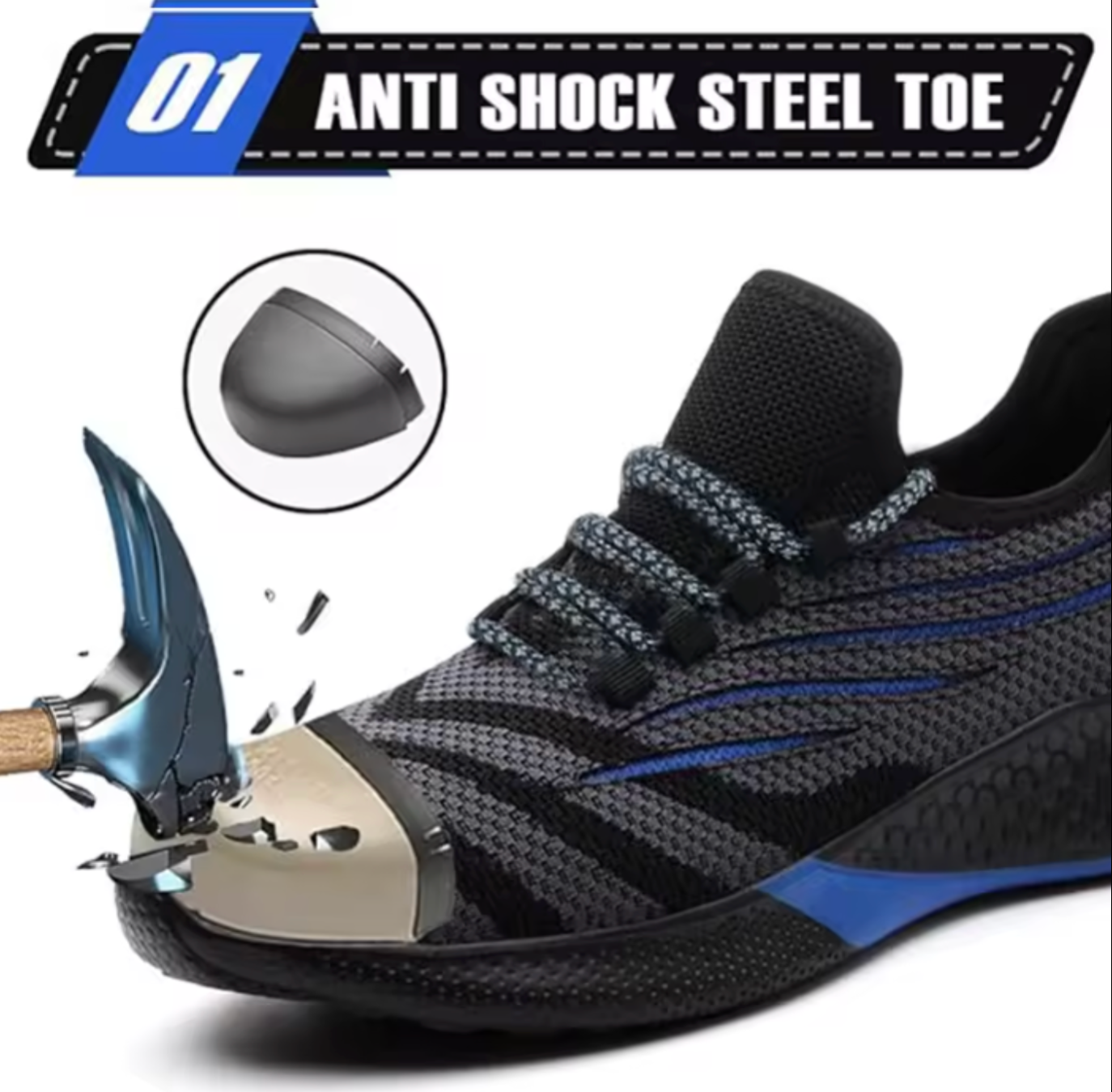 Men's Safety Work Shoes | Lightweight Steel Toe & Breathable Mesh | High-Comfort Athletic Protection