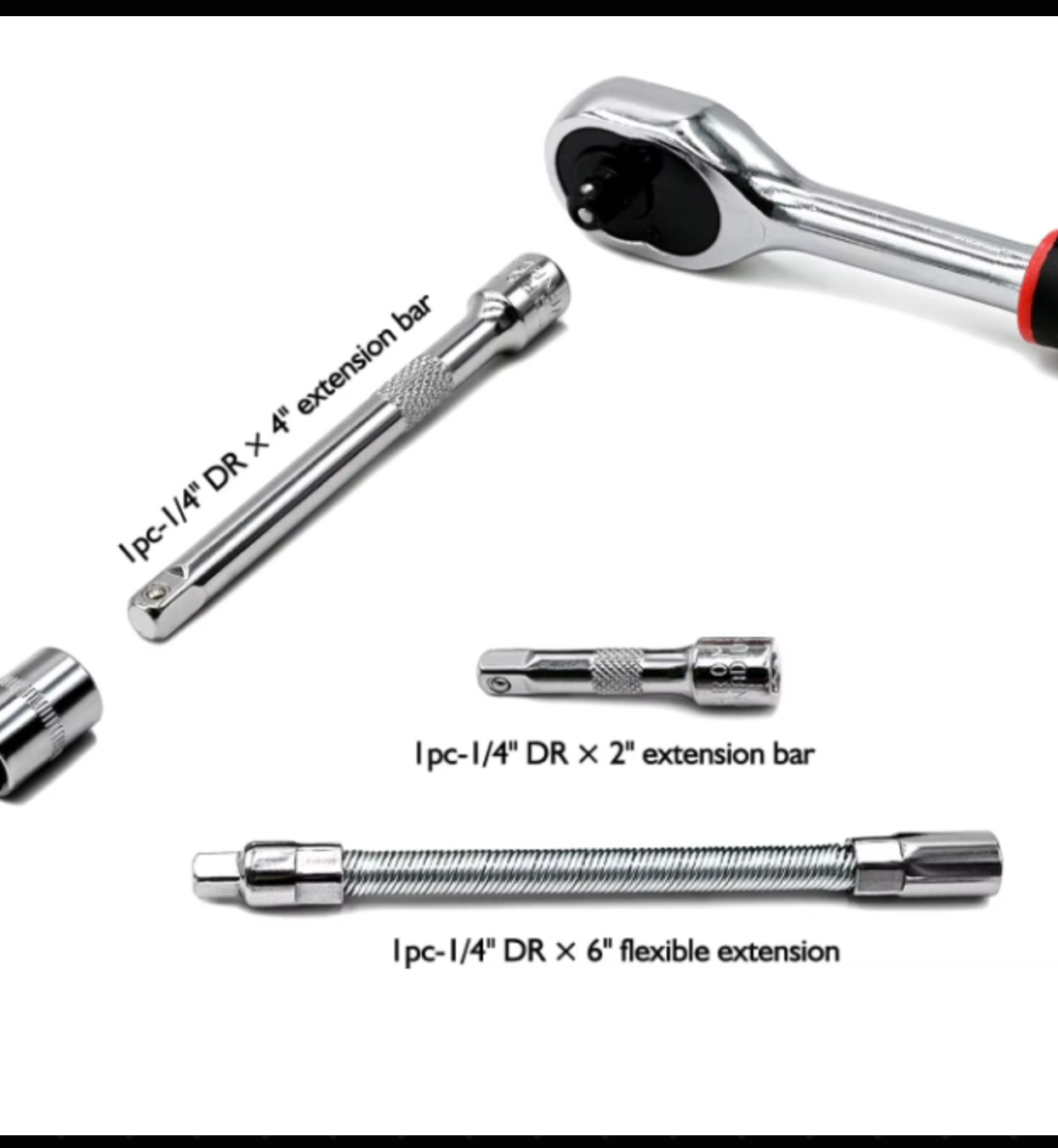 46-Piece Ratchet Wrench Set | 1/4-Inch Socket & Bit Collection | Precision Extension Bars & Hardware Kit