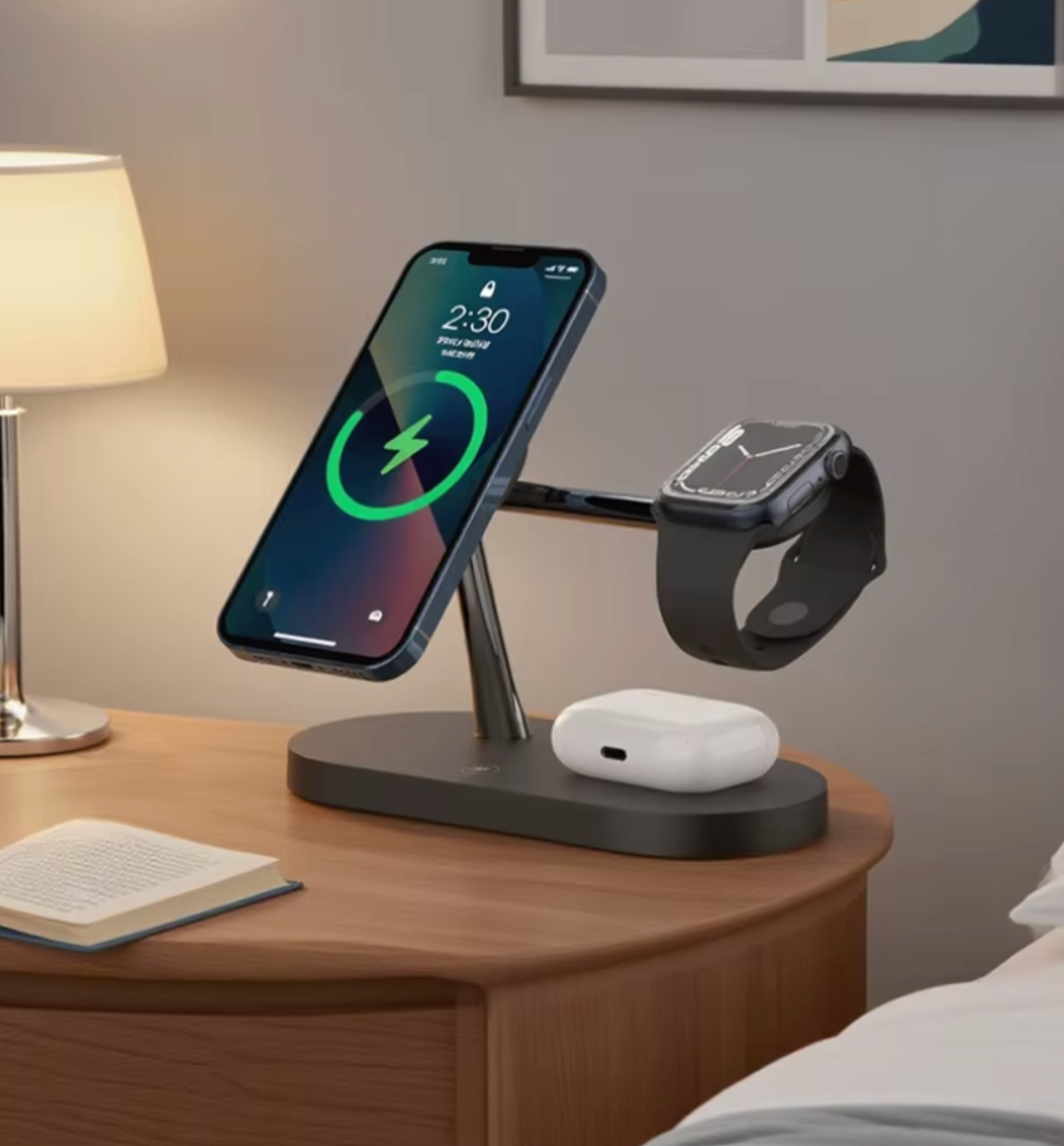 3-in-1 Wireless Charging Station | Magnetic Alignment & Fast Charging | For iPhone 12–17, Apple Watch & AirPods