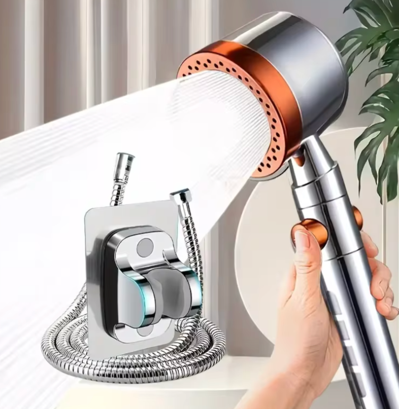 5-Mode High-Pressure Shower Head | Water-Saving Filtration System | Handheld with One-Touch Stop Button