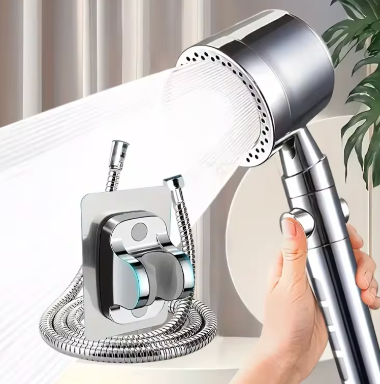 5-Mode High-Pressure Shower Head | Water-Saving Filtration System | Handheld with One-Touch Stop Button