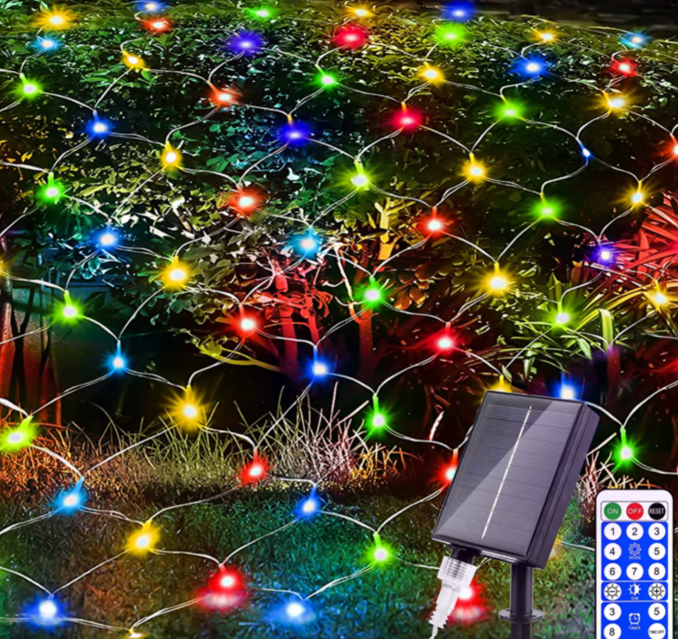 Solar LED Net Lights | Outdoor Mesh Garden & Patio Lighting | Remote Control & Multi-Mode Decor
