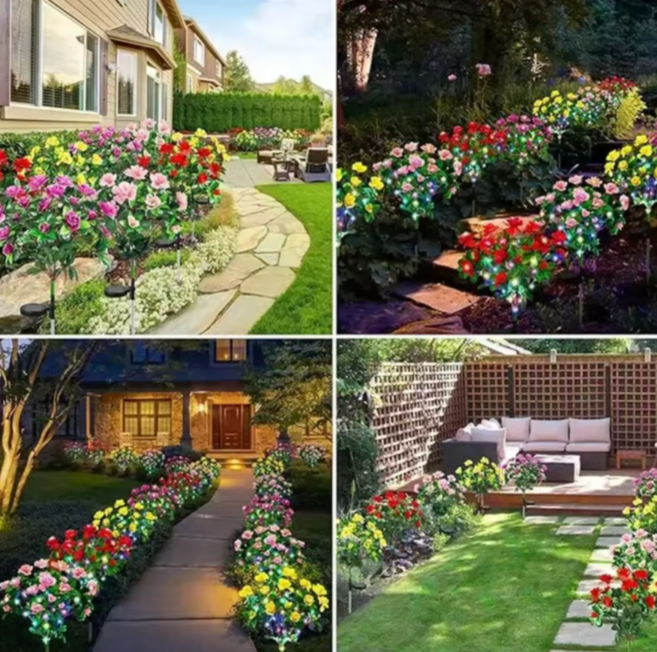 Solar Azalea Flower Garden Light | Waterproof LED Landscape Stake | Outdoor Floral Decor