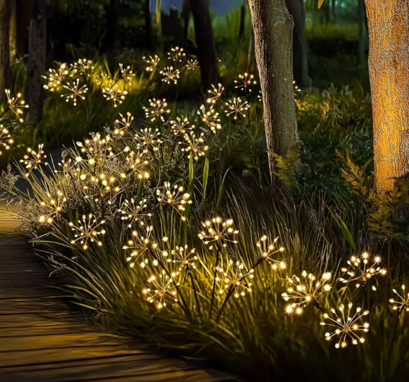 Solar LED Firework Light | 60 Warm White LEDs | Flexible Outdoor Garden Sparkle Decor