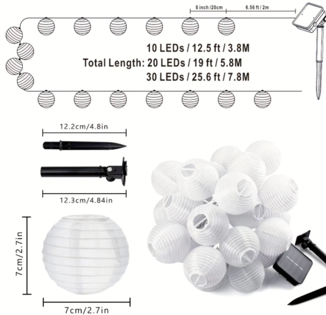 Solar LED Globe String Lights | Solar-Powered Garden Garland | Outdoor Patio & Party Decor