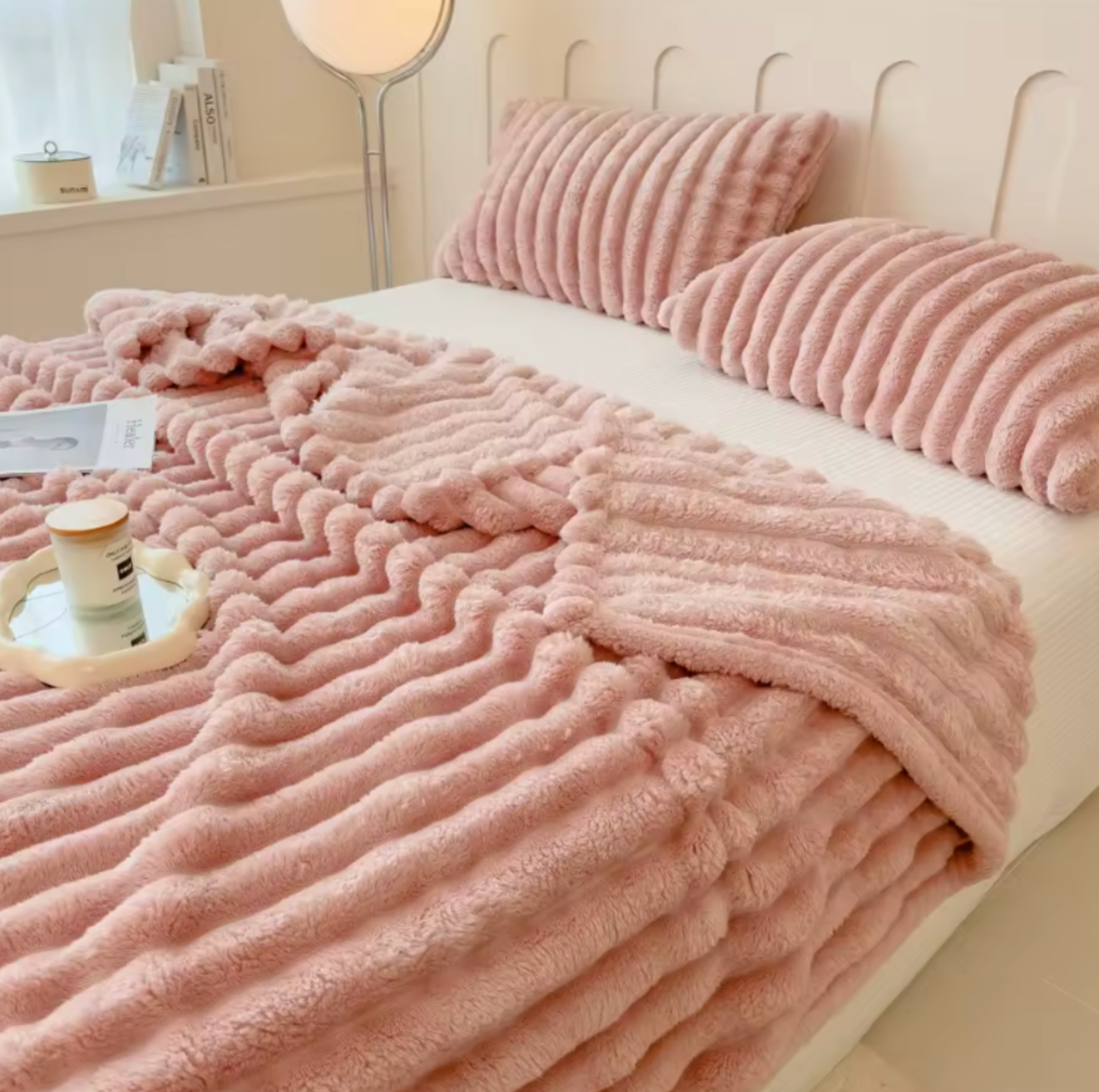 Wide-Stripe Plush Throw Blanket | Soft Cozy Blanket for Couch & Bed | 5 Sizes