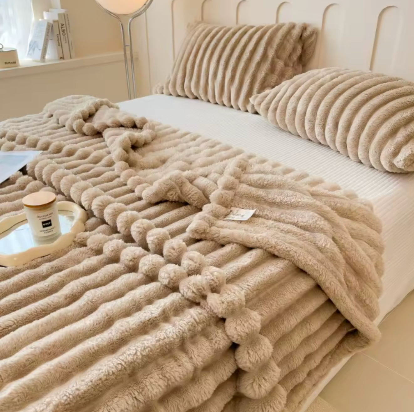 Wide-Stripe Plush Throw Blanket | Soft Cozy Blanket for Couch & Bed | 5 Sizes