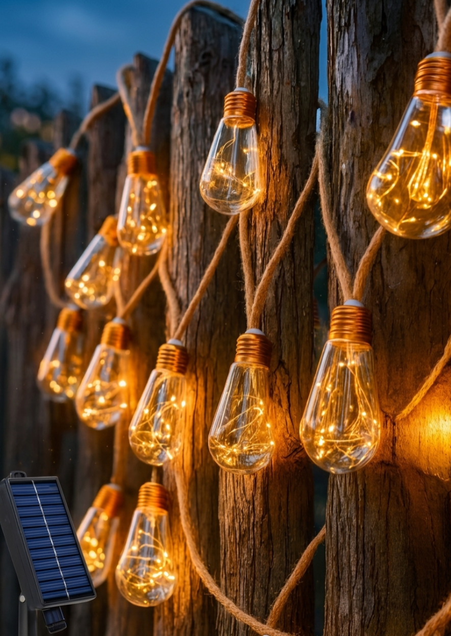 Solar String Lights | 23ft Vintage Hemp Rope Edition