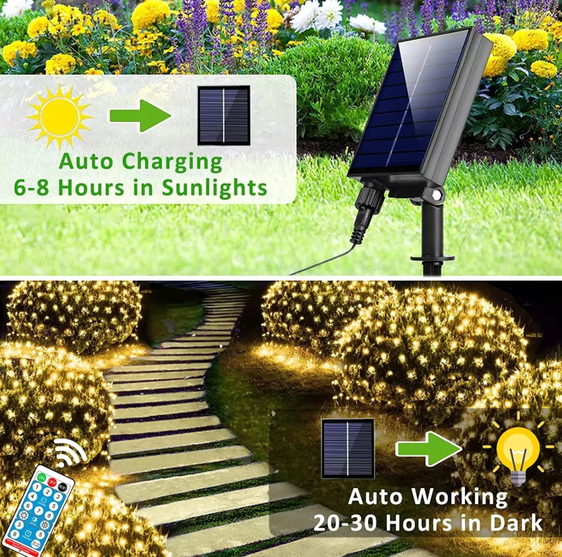 Solar LED Net Lights | Outdoor Mesh Garden & Patio Lighting | Remote Control & Multi-Mode Decor