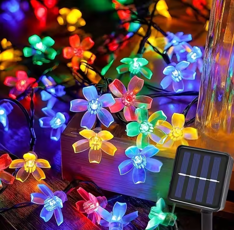 Solar Flower LED String Lights | IP65 Waterproof Fairy Lights | Garden & Outdoor Landscape Decor
