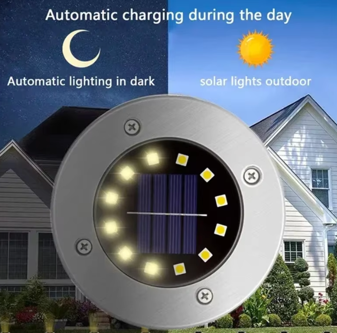 Solar LED Ground Lights | IP65 Waterproof Outdoor Disk Lights | Non-Slip Garden & Patio Decor