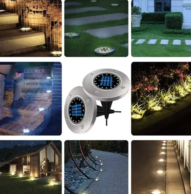Solar LED Ground Lights | IP65 Waterproof Outdoor Disk Lights | Non-Slip Garden & Patio Decor