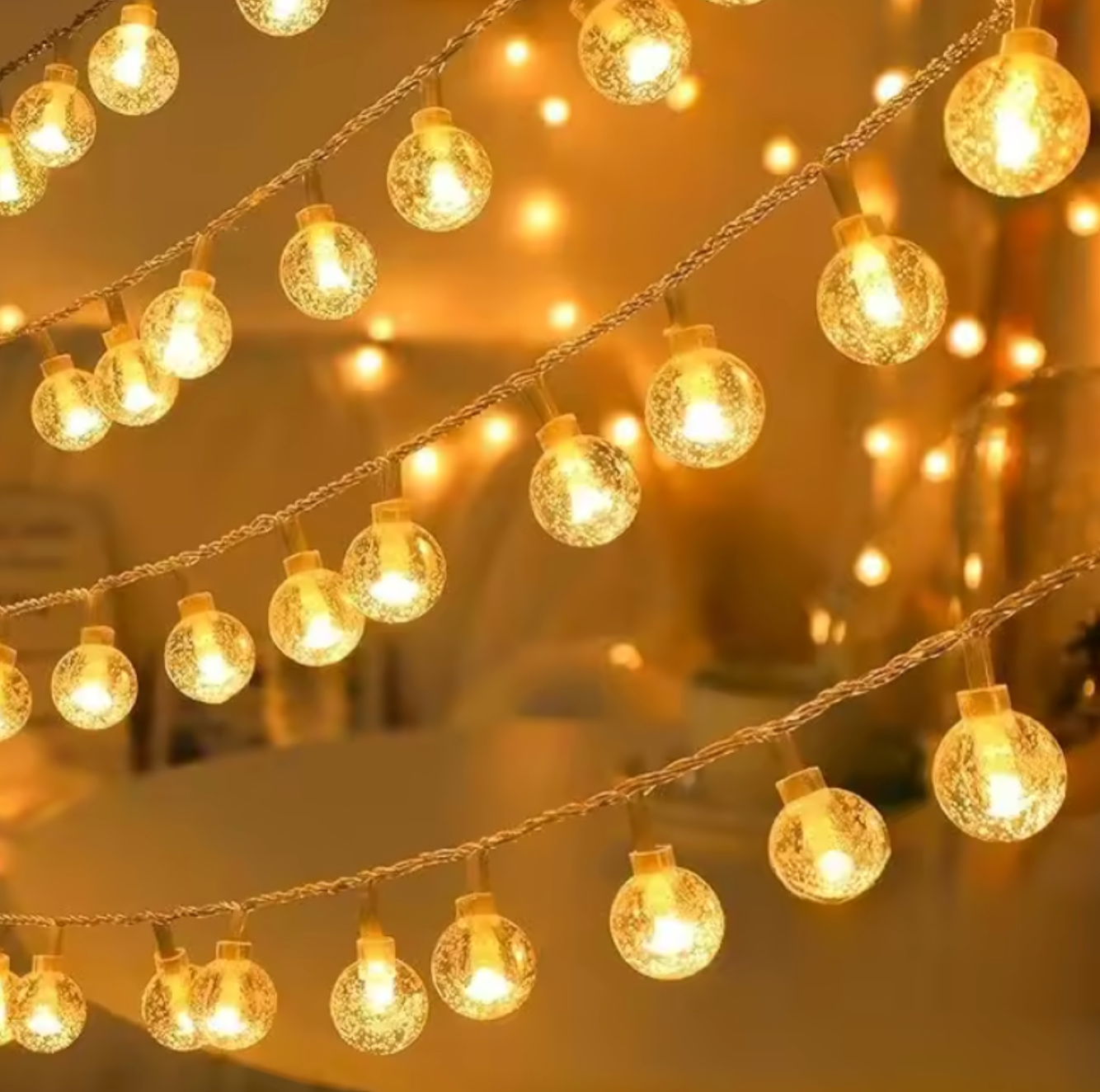 LED Bubble Sphere String Lights | Warm, Blue, or Multi-Color Decorative Indoor Lighting