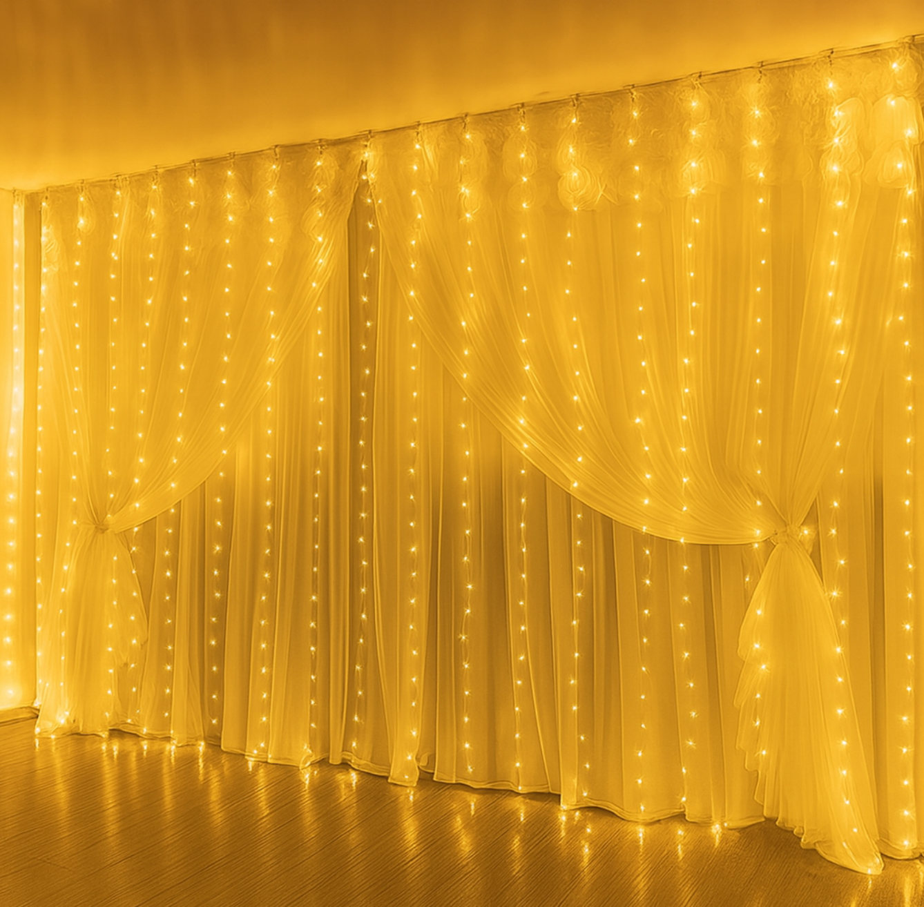 Celestial Curtain Lights | 300 LED | 10ft x 10ft | 8 Lighting Modes, Remote Control & Smart Timer