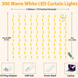 Celestial Curtain Lights | 300 LED | 10ft x 10ft | 8 Lighting Modes, Remote Control & Smart Timer
