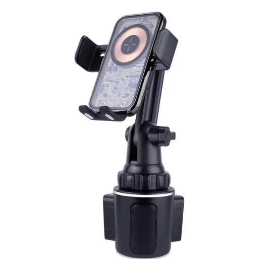 Wireless Car Charger Cup Holder Mount | Durable Adjustable Clamp | Fast Charging Smartphone Cradle for Cars