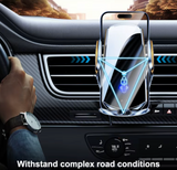 Auto-Clamping Car Phone Mount | Qi Wireless Fast Charging | Quick-Release Universal Dashboard & Vent Holder