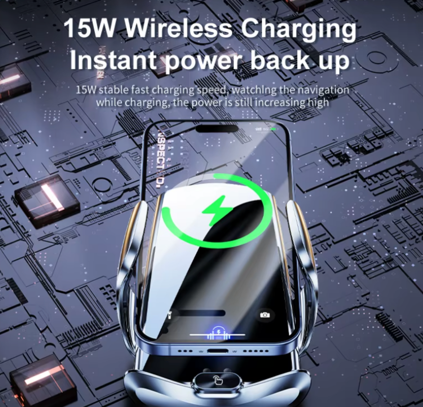 Auto-Clamping Car Phone Mount | Qi Wireless Fast Charging | Quick-Release Universal Dashboard & Vent Holder