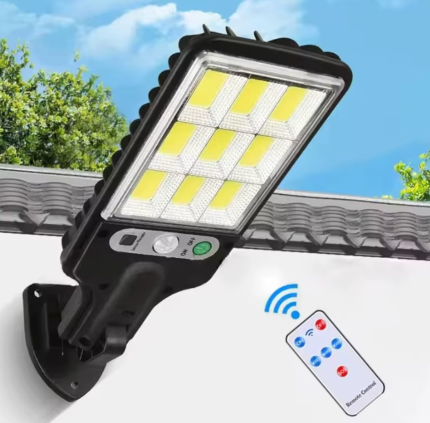 Solar LED Security Wall Light | 108 COB Motion Sensor Outdoor Lighting | IP65 Waterproof & Energy-Efficient Night Light