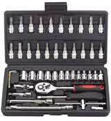 46-Piece Ratchet Wrench Set | 1/4-Inch Socket & Bit Collection | Precision Extension Bars & Hardware Kit