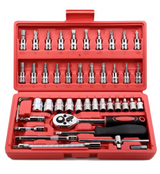 46-Piece Ratchet Wrench Set | 1/4-Inch Socket & Bit Collection | Precision Extension Bars & Hardware Kit