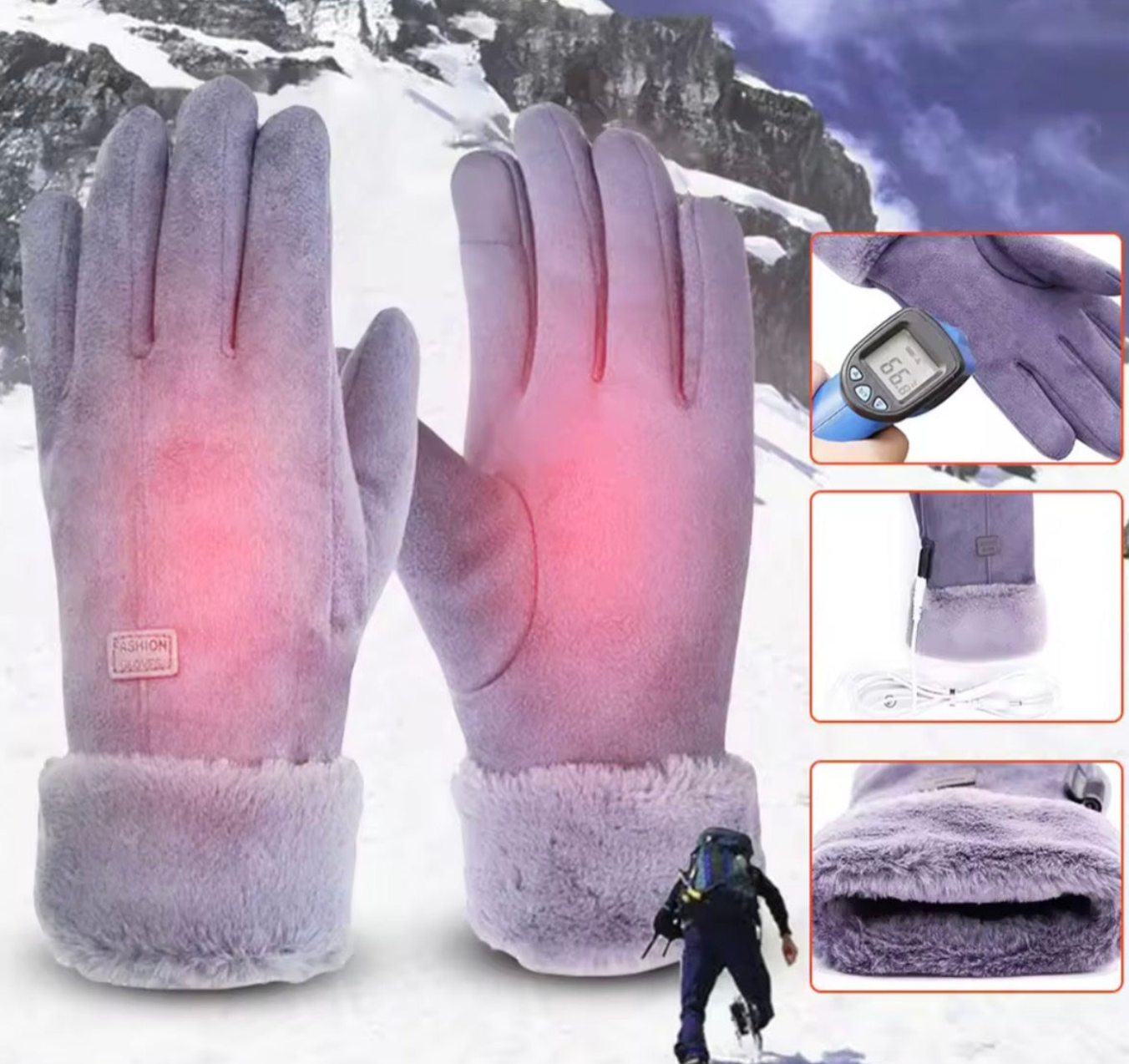 Heated Women's Winter Gloves | 3 Adjustable Heat Settings | Touchscreen Compatible & Windproof Thermal Gear