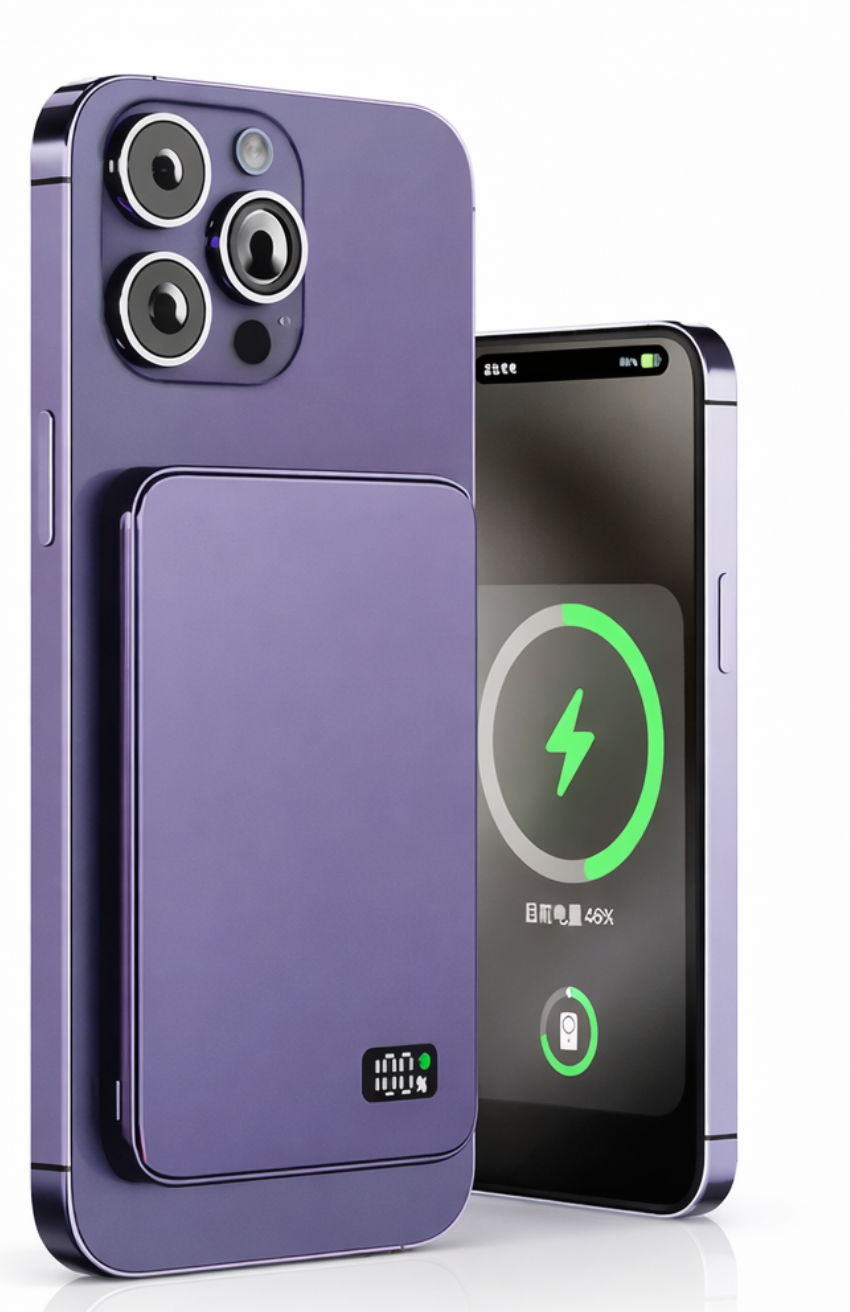 Ultra-Slim MagSafe Power Bank | 10,000 mAh Magnetic Wireless Fast Charging | Portable Wearable Battery Pack