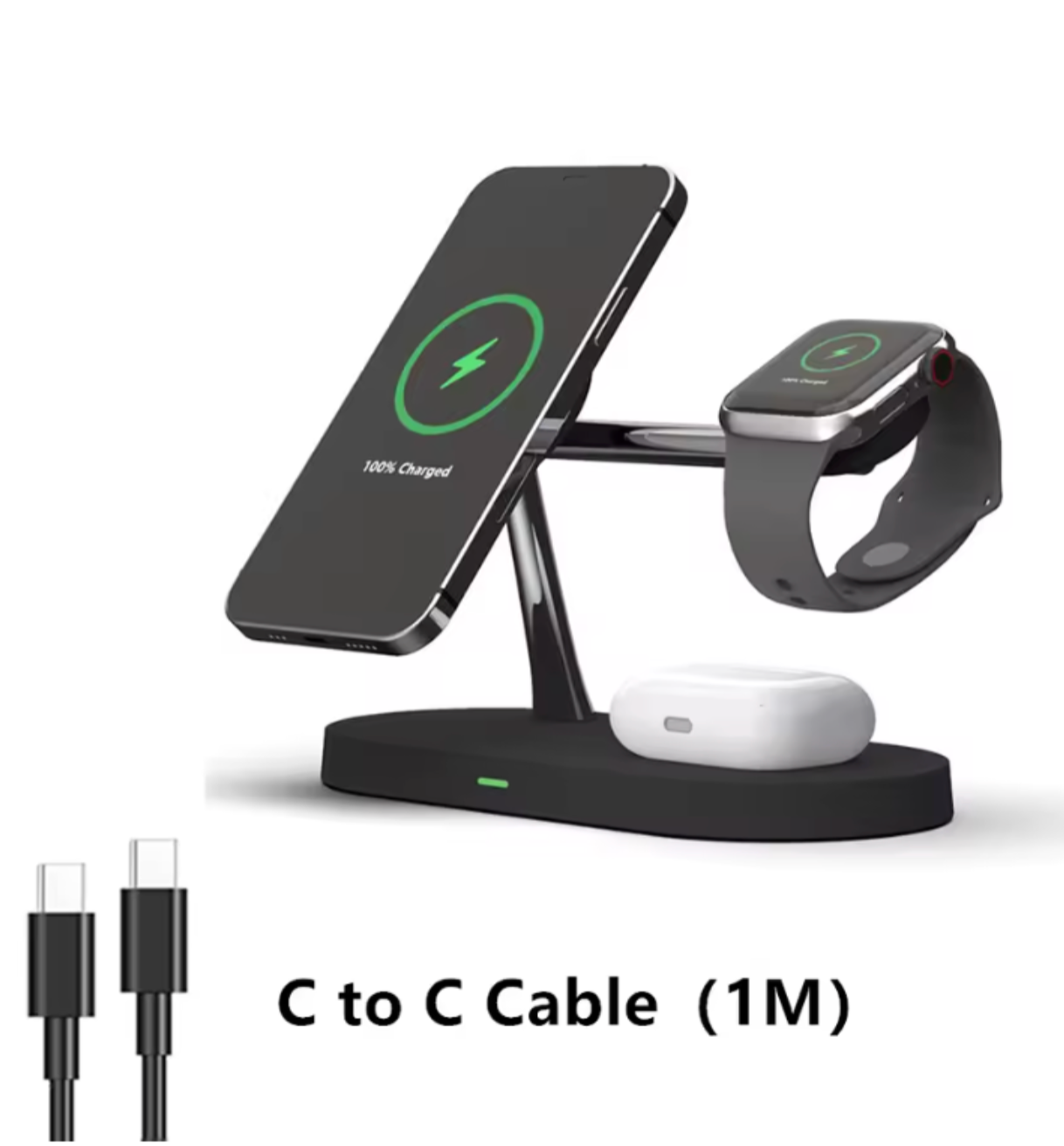 3-in-1 Wireless Charging Station | Magnetic Alignment & Fast Charging | For iPhone 12–17, Apple Watch & AirPods