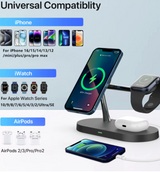 3-in-1 Wireless Charging Station | Magnetic Alignment & Fast Charging | For iPhone 12–17, Apple Watch & AirPods