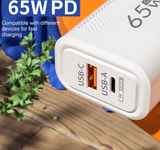 USB-C Dual Port Fast Charger | Quick Charge 3.0 Wall Adapter | High-Speed Power for Smartphones & Tablets