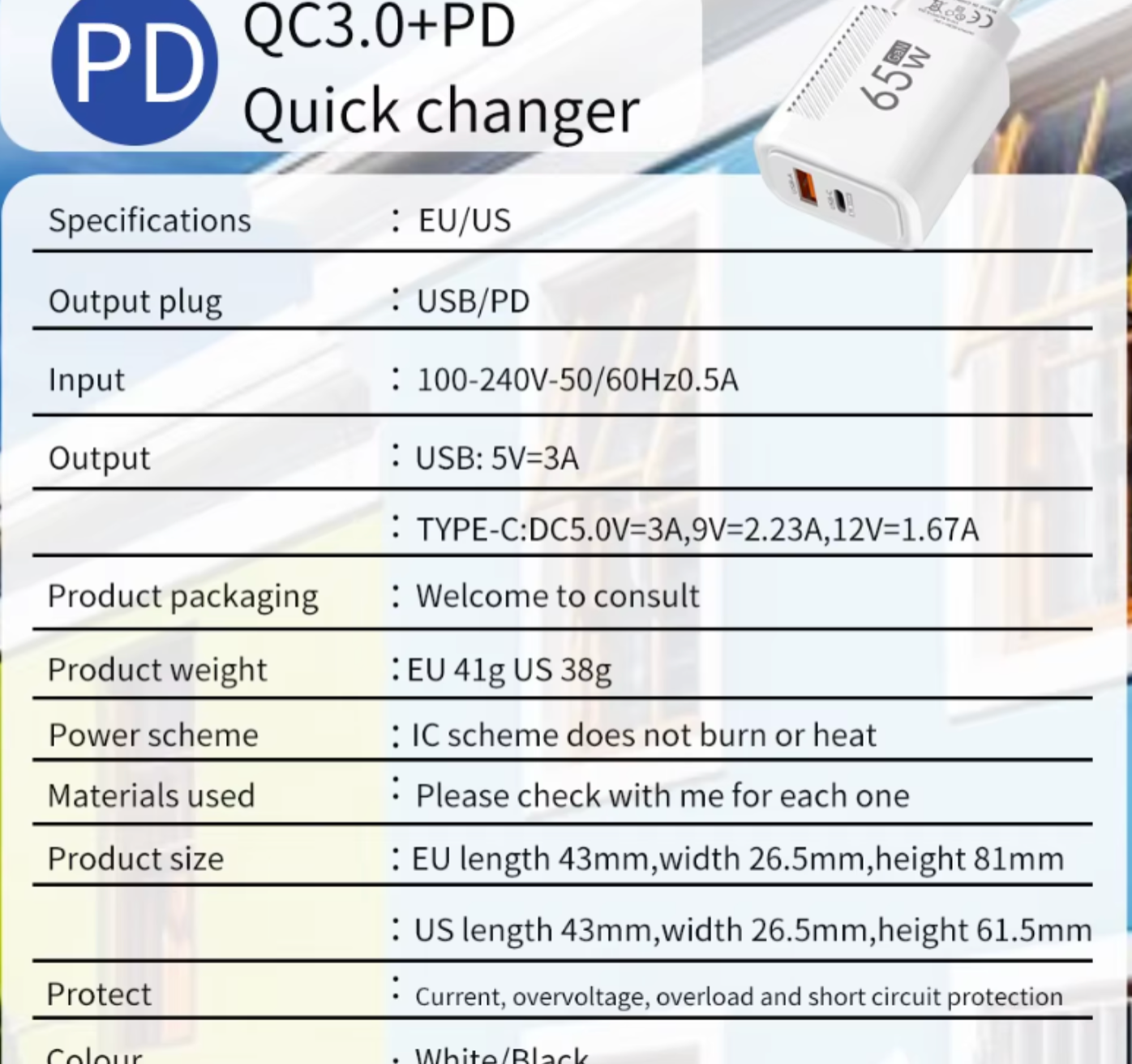 USB-C Dual Port Fast Charger | Quick Charge 3.0 Wall Adapter | High-Speed Power for Smartphones & Tablets