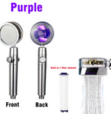 360° Turbo High-Pressure Shower Head | Integrated Water-Saving Filter | Handheld with One-Touch Stop Button