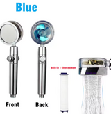 360° Turbo High-Pressure Shower Head | Integrated Water-Saving Filter | Handheld with One-Touch Stop Button
