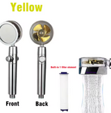 360° Turbo High-Pressure Shower Head | Integrated Water-Saving Filter | Handheld with One-Touch Stop Button