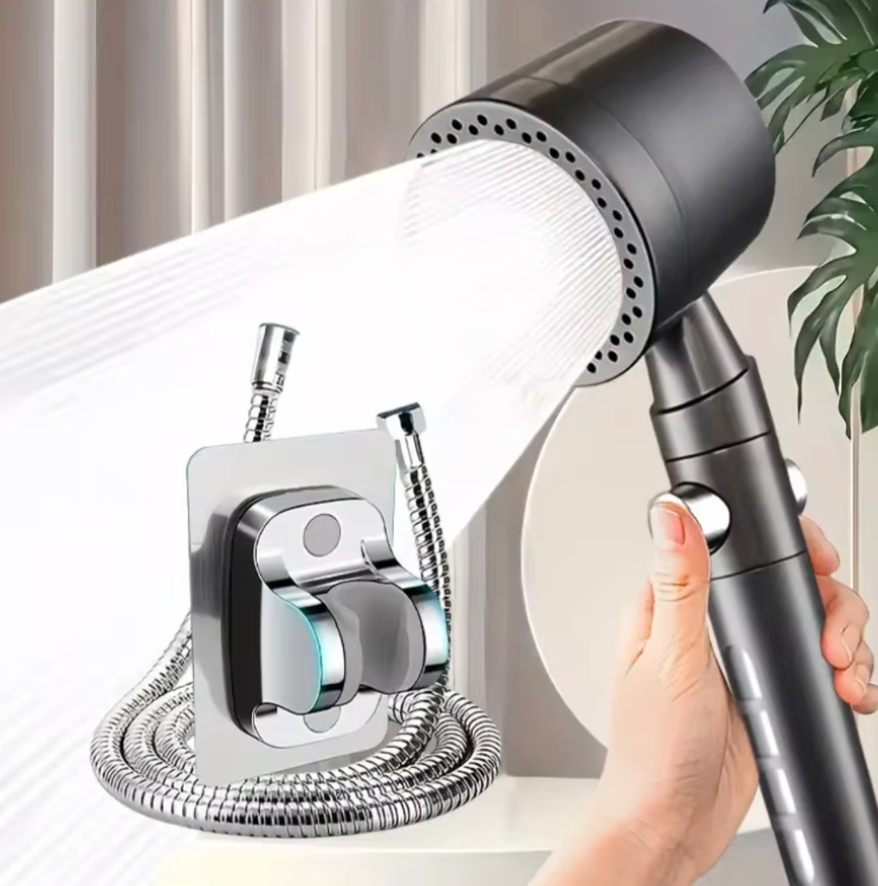 5-Mode High-Pressure Shower Head | Water-Saving Filtration System | Handheld with One-Touch Stop Button