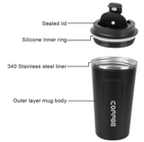 Stainless Steel Travel Tumbler | Leakproof Vacuum Insulated Coffee Mug | 12.8 fl oz & 17.2 fl oz Portable Cup
