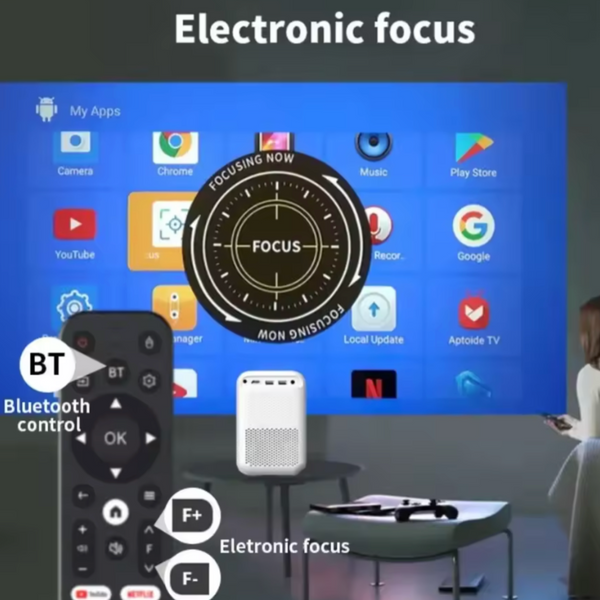 Smart Mini LED Projector | Portable Home Cinema & 8K Decoding | WiFi 6 & Bluetooth 5.4 Smart Hub