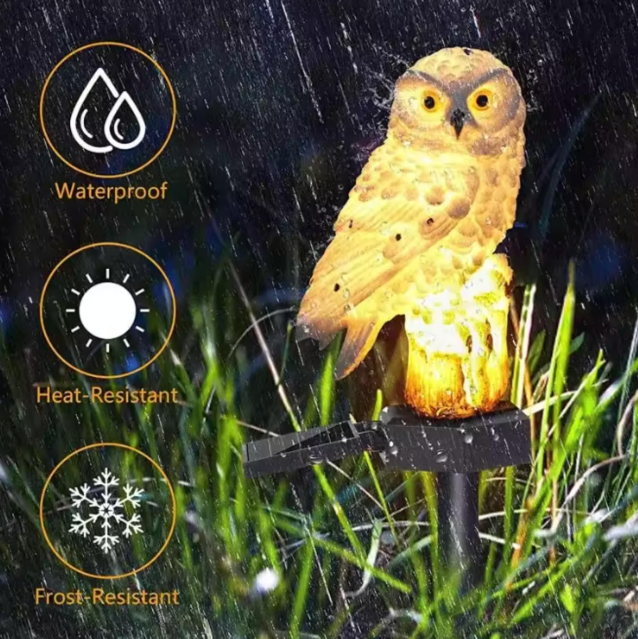 Solar LED Owl Garden Light | Waterproof Ground Stake Light | Outdoor Landscape & Pathway Decor