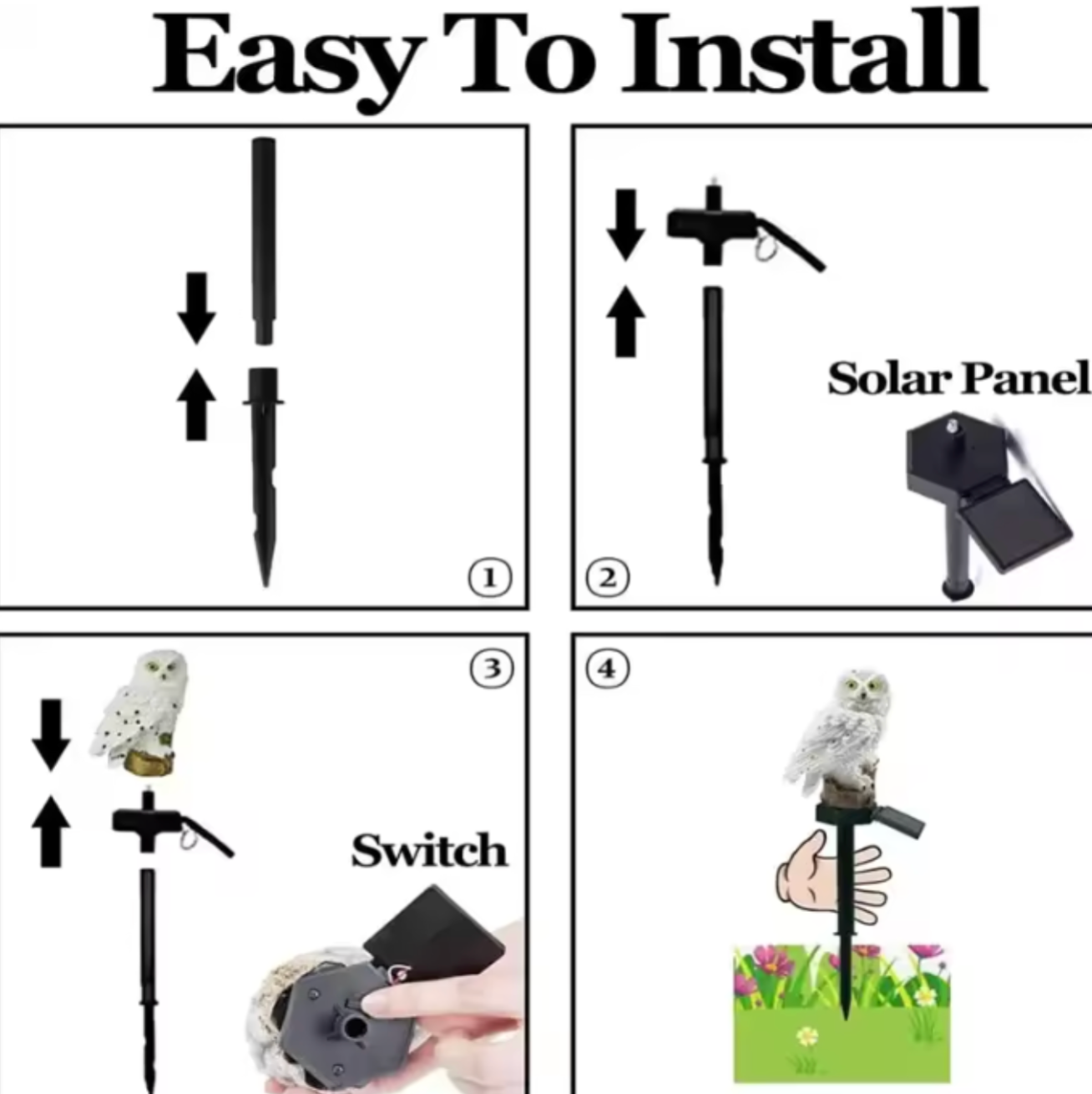 Solar LED Owl Garden Light | Waterproof Ground Stake Light | Outdoor Landscape & Pathway Decor