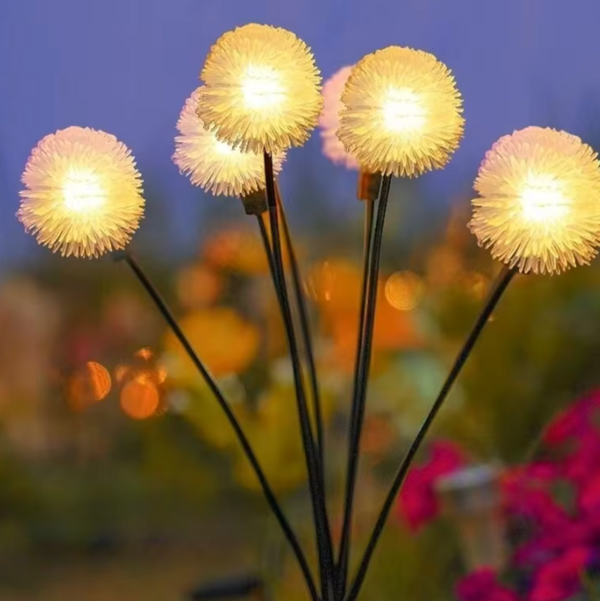 Solar Dandelion Garden Light | 6 LED Heads & Lawn Stake | Outdoor Landscape & Pathway Decor
