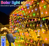Solar LED Net Lights | Outdoor Mesh Garden & Patio Lighting | Remote Control & Multi-Mode Decor