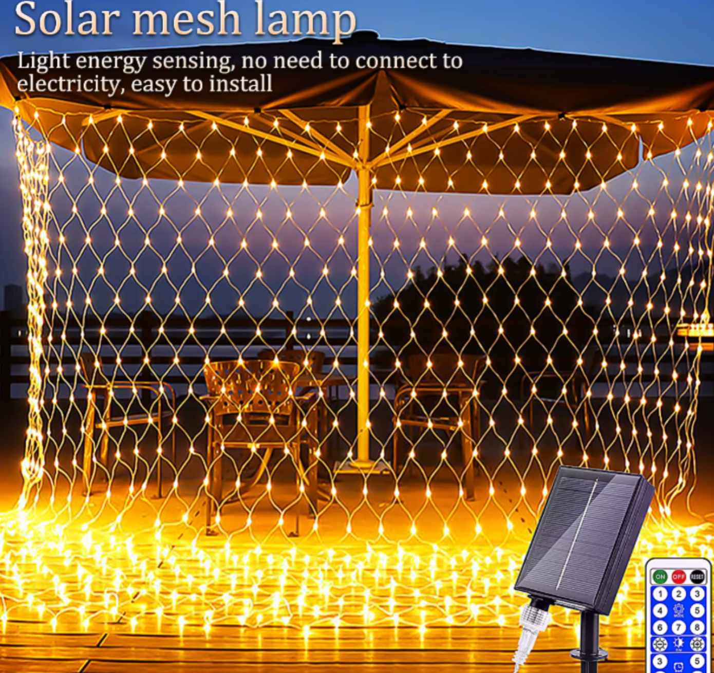 Solar LED Net Lights | Outdoor Mesh Garden & Patio Lighting | Remote Control & Multi-Mode Decor