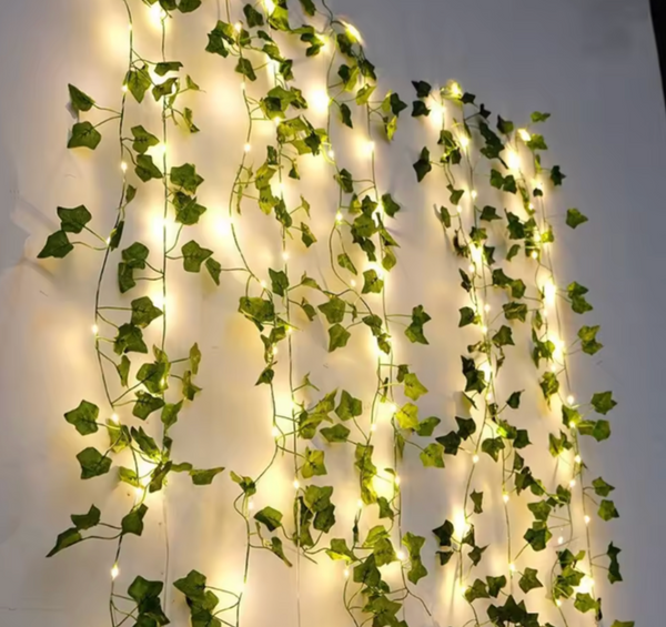 Solar LED Ivy String Lights | Green Leaf Garland | Garden, Patio & Outdoor Decor