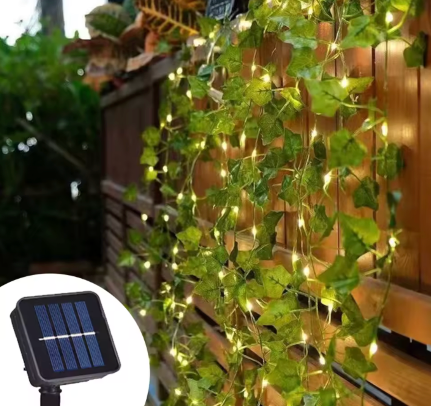Solar LED Ivy String Lights | Green Leaf Garland | Garden, Patio & Outdoor Decor