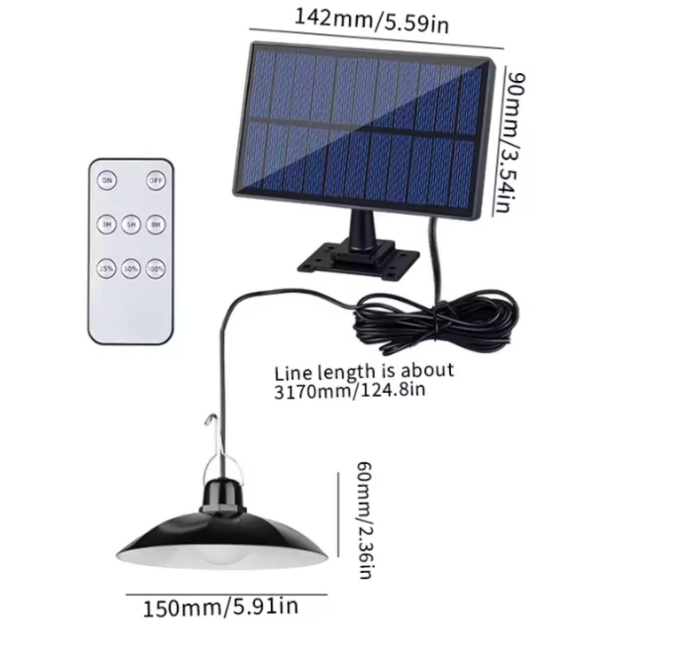 Solar LED Pendant Light | Single or Double Head Hanging Lamp | Remote Control & Outdoor IP65