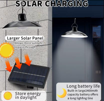 Solar LED Pendant Light | Single or Double Head Hanging Lamp | Remote Control & Outdoor IP65