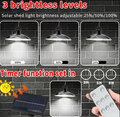 Solar LED Pendant Light | Single or Double Head Hanging Lamp | Remote Control & Outdoor IP65