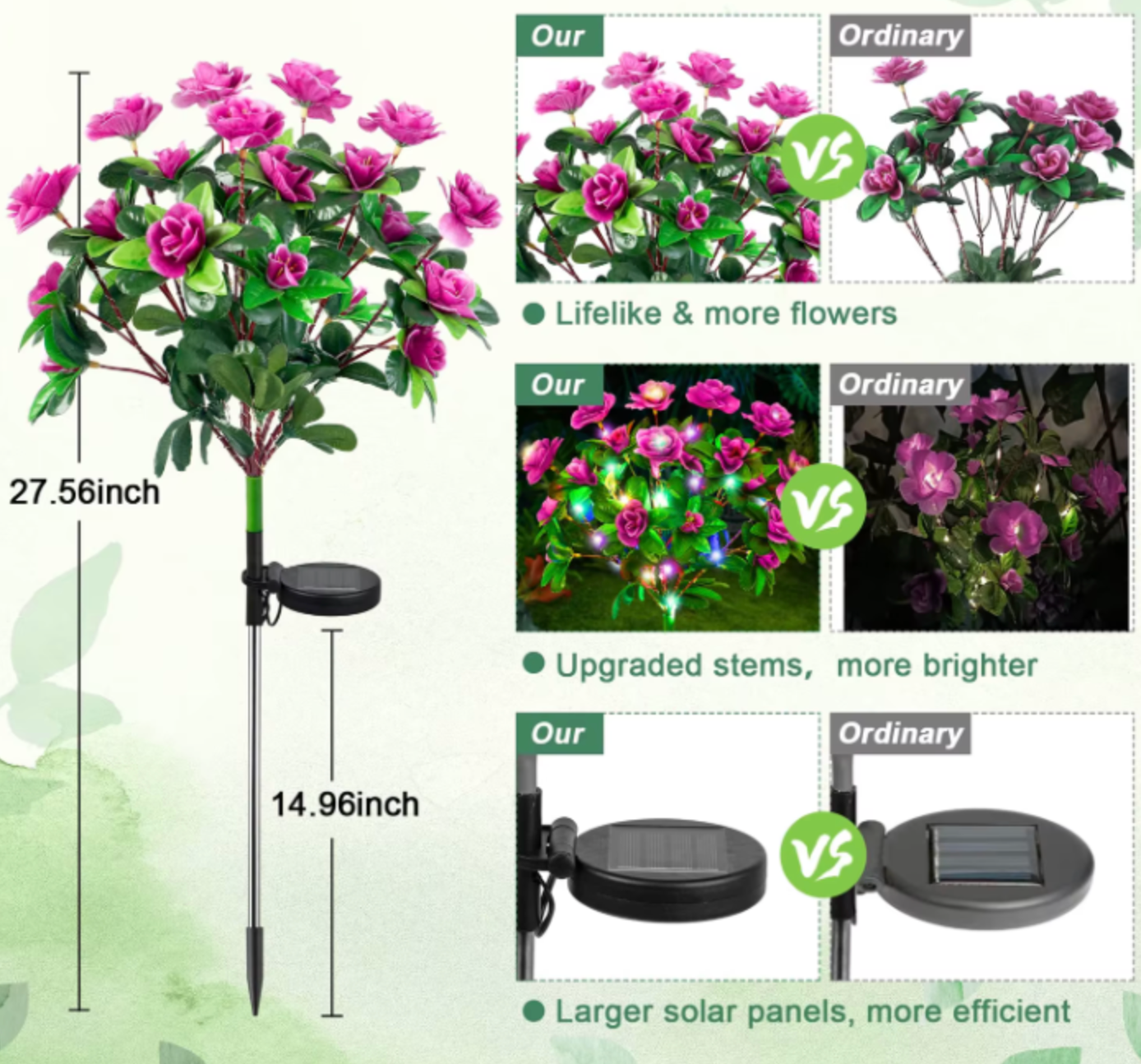 Solar Azalea Flower Garden Light | Waterproof LED Landscape Stake | Outdoor Floral Decor